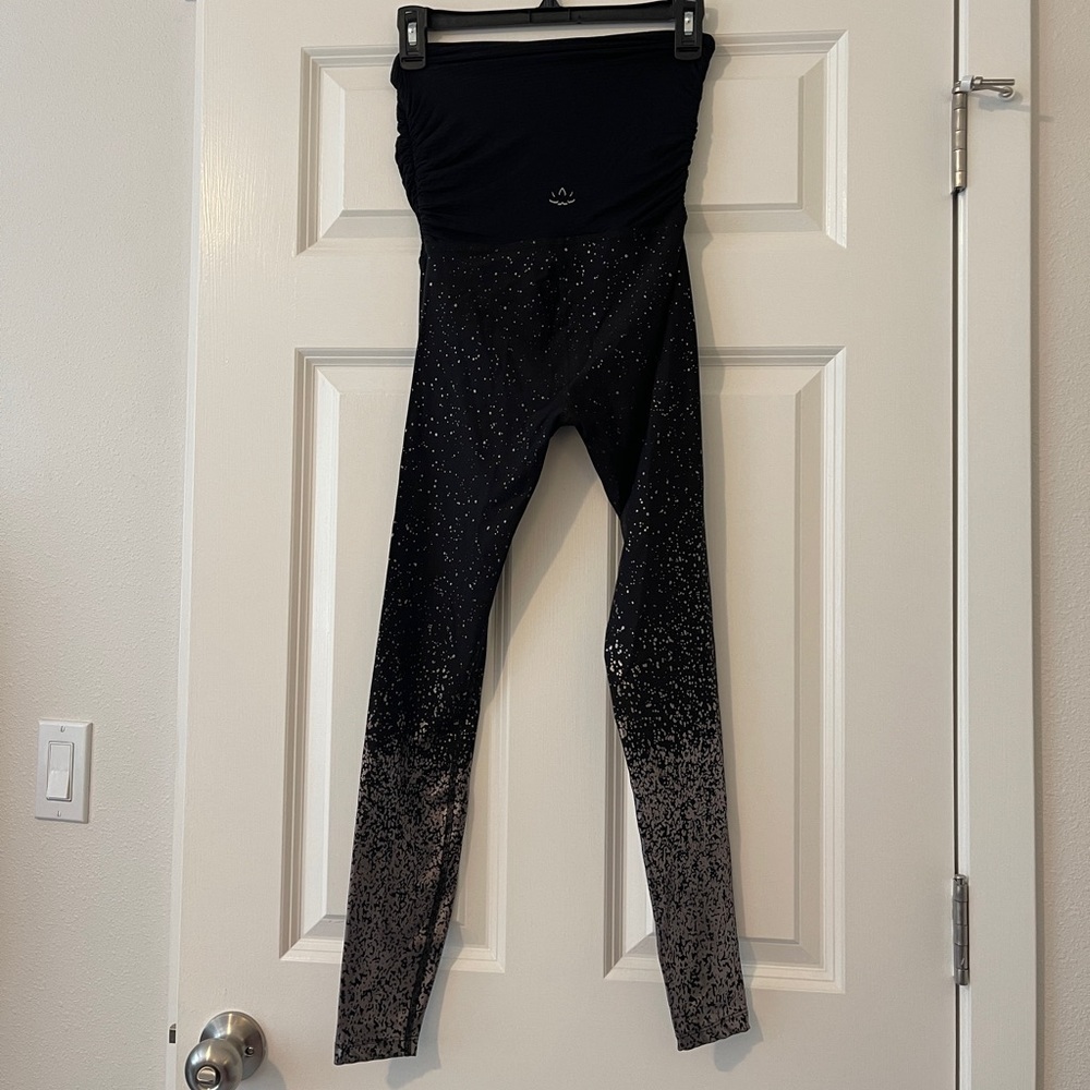 Beyond the Bump small black silver shimmer maternity leggings